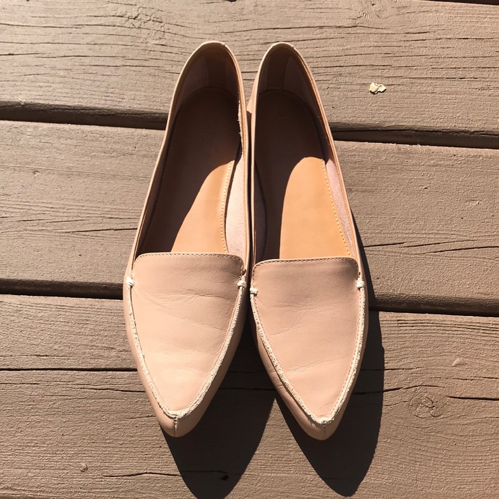Nude J Crew pointed toe flats